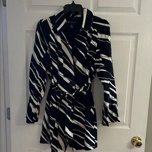 Chic Striped Belted Coat